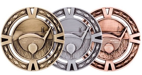 Golf Medaille MM1032 Luxe goud-zilver-brons Ø 60 mm